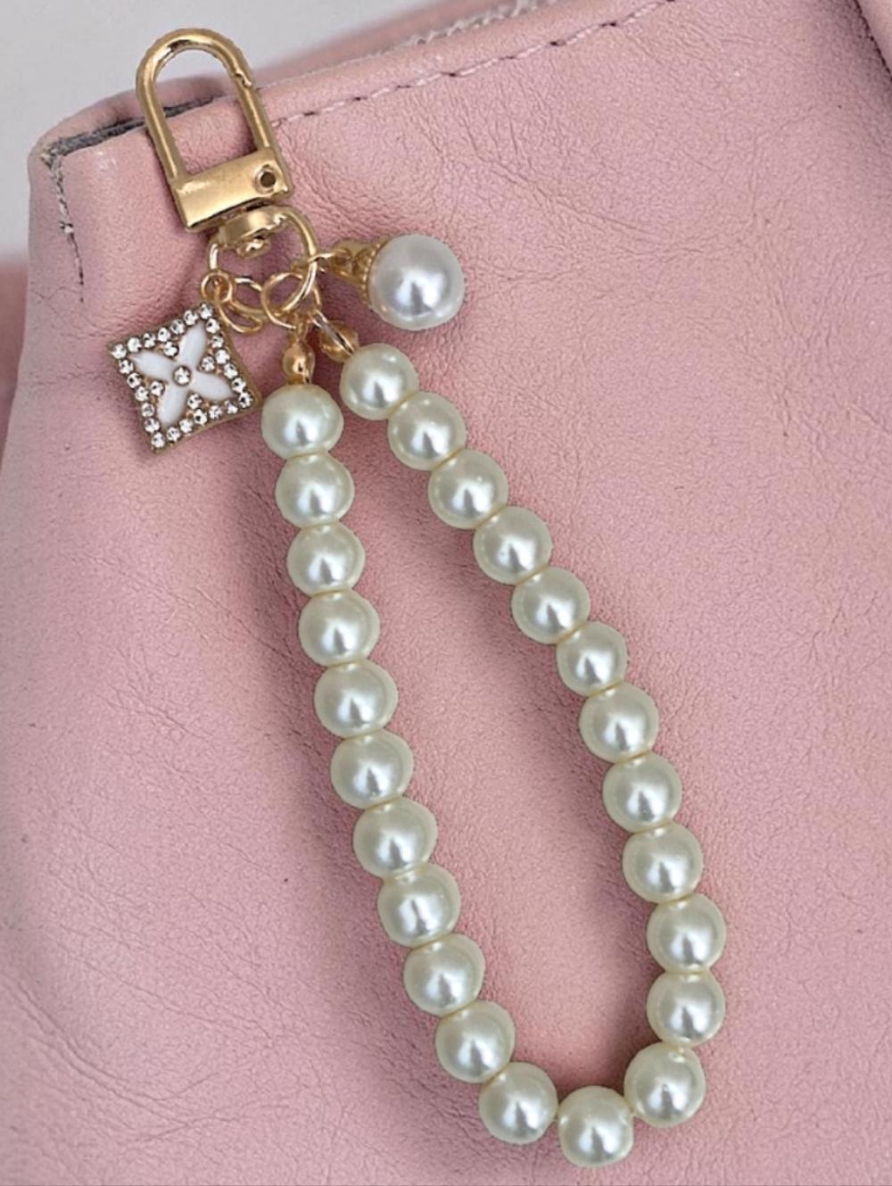 Elegant Pearl Bag Charm / Keychain with Charms